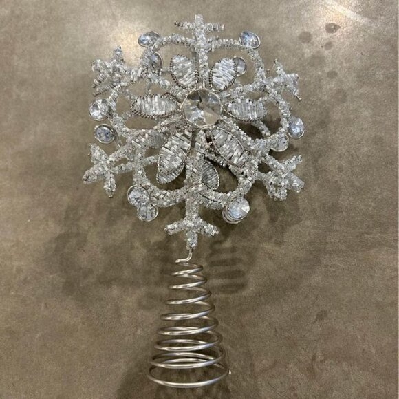Christmas tree topper. Silver/beaded. New! - Picture 1 of 10